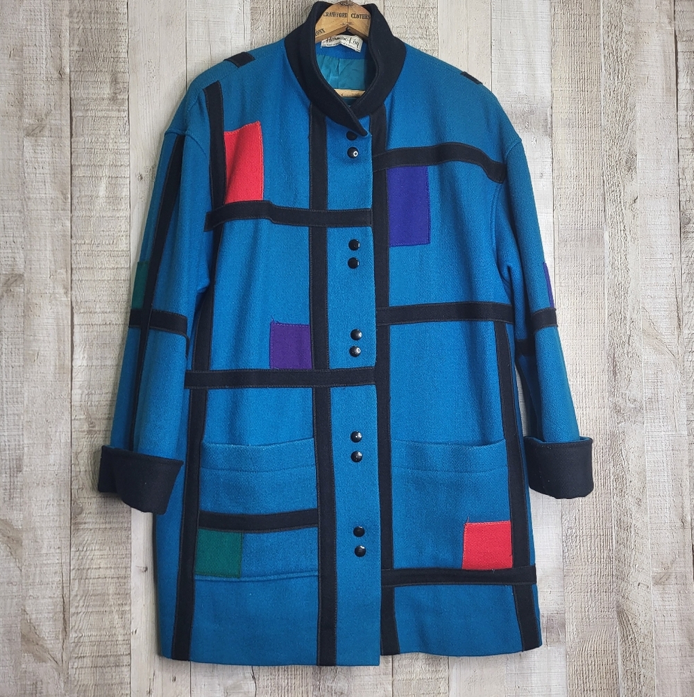 Herman Kay Wool Colorful Geometric Women's Jacket